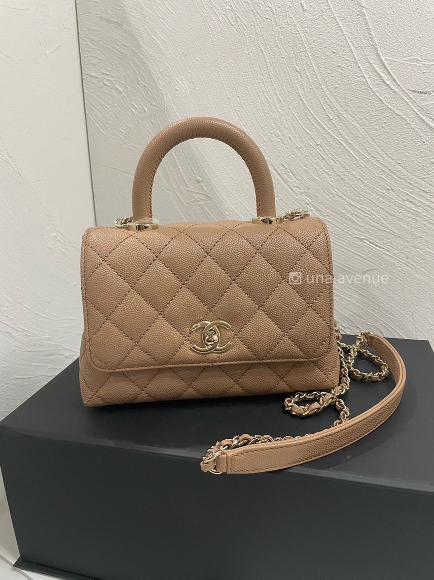 CHANEL AS2215 mini handle 奶茶色